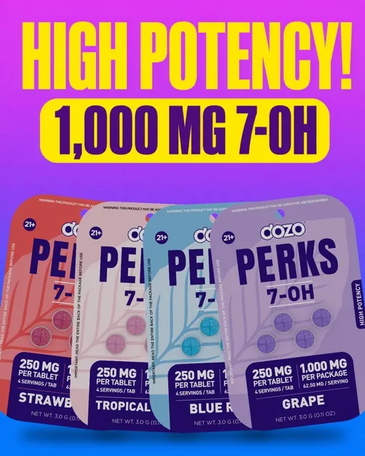 Perks 7-OH High Potency · 4ct · 1,000mg by DOZO