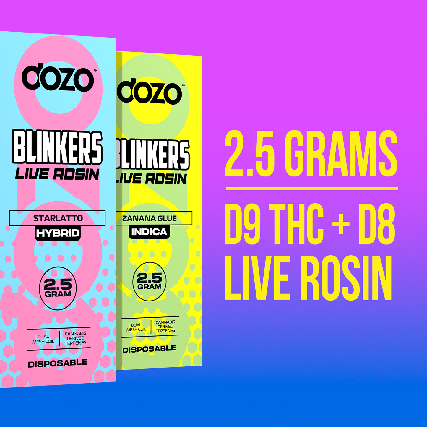 2.5g Dozo Blinkers Live Rosin Disposable Vape