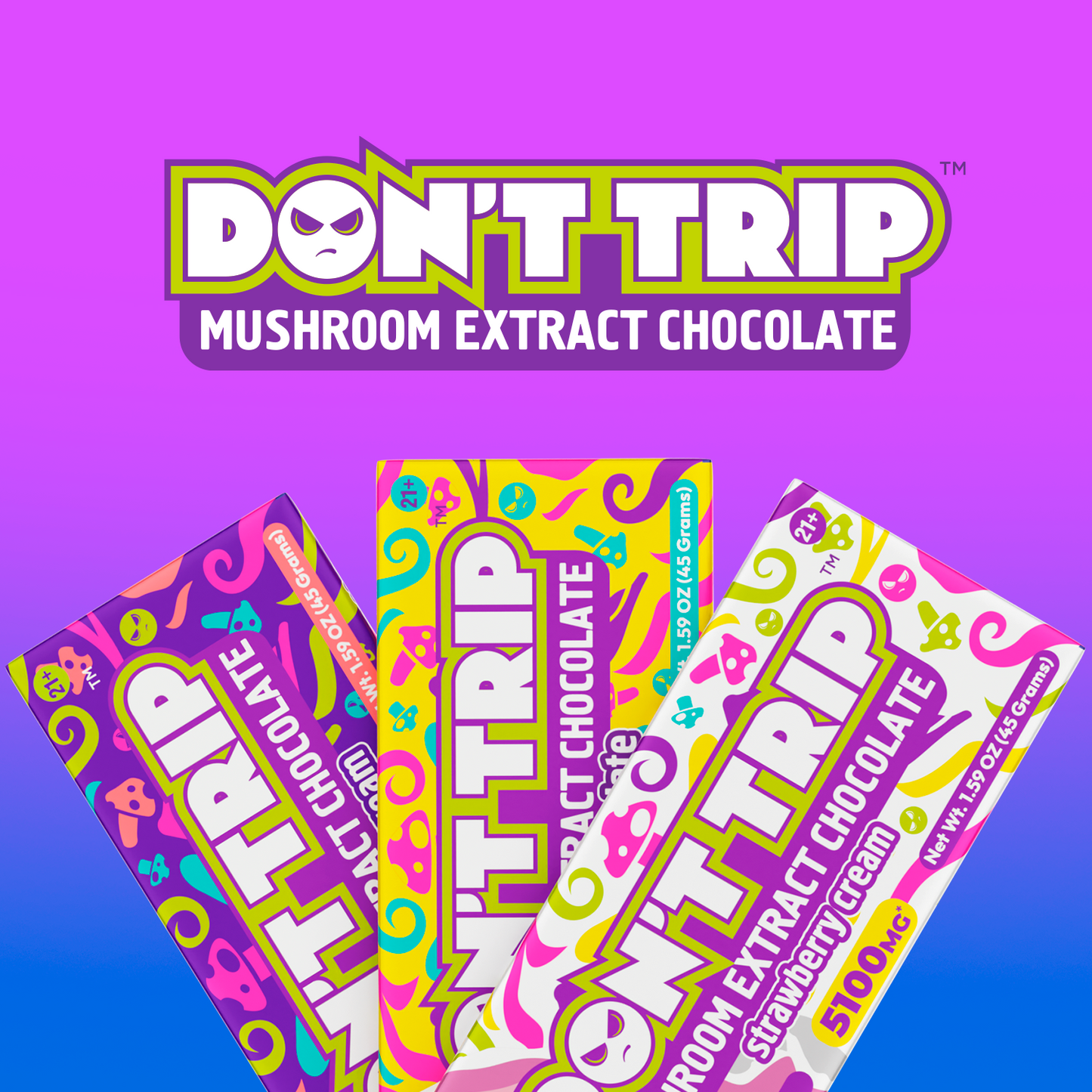 Don't Trip Mushroom Extract Chocolate 510mg | Cookies and Cream
