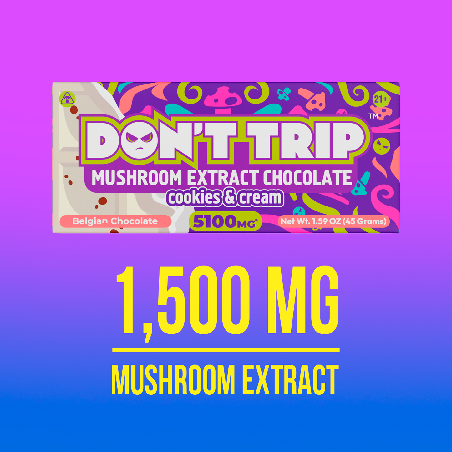Don't Trip Mushroom Extract Chocolate 510mg | Strawberry cream