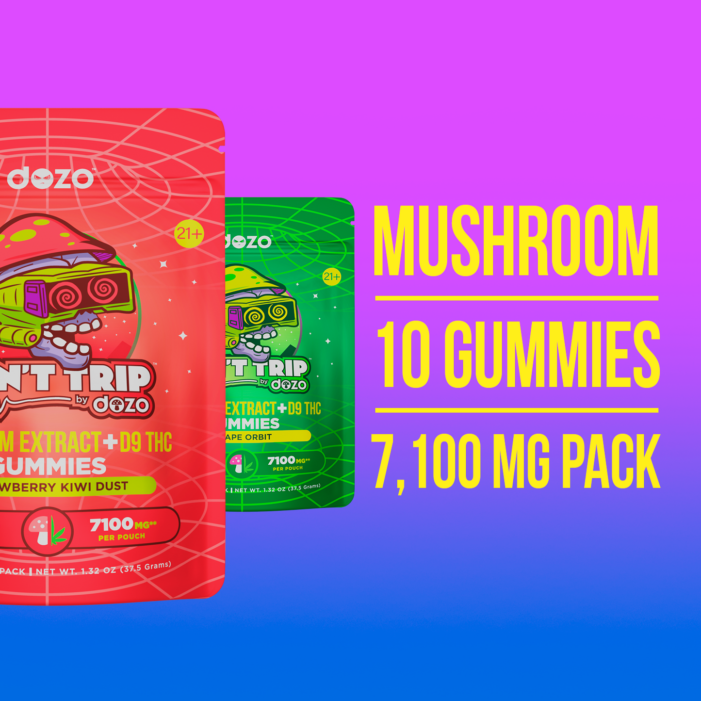 Don’t Trip Mushroom D9 Gummies | Strawberry Kiwi Dust