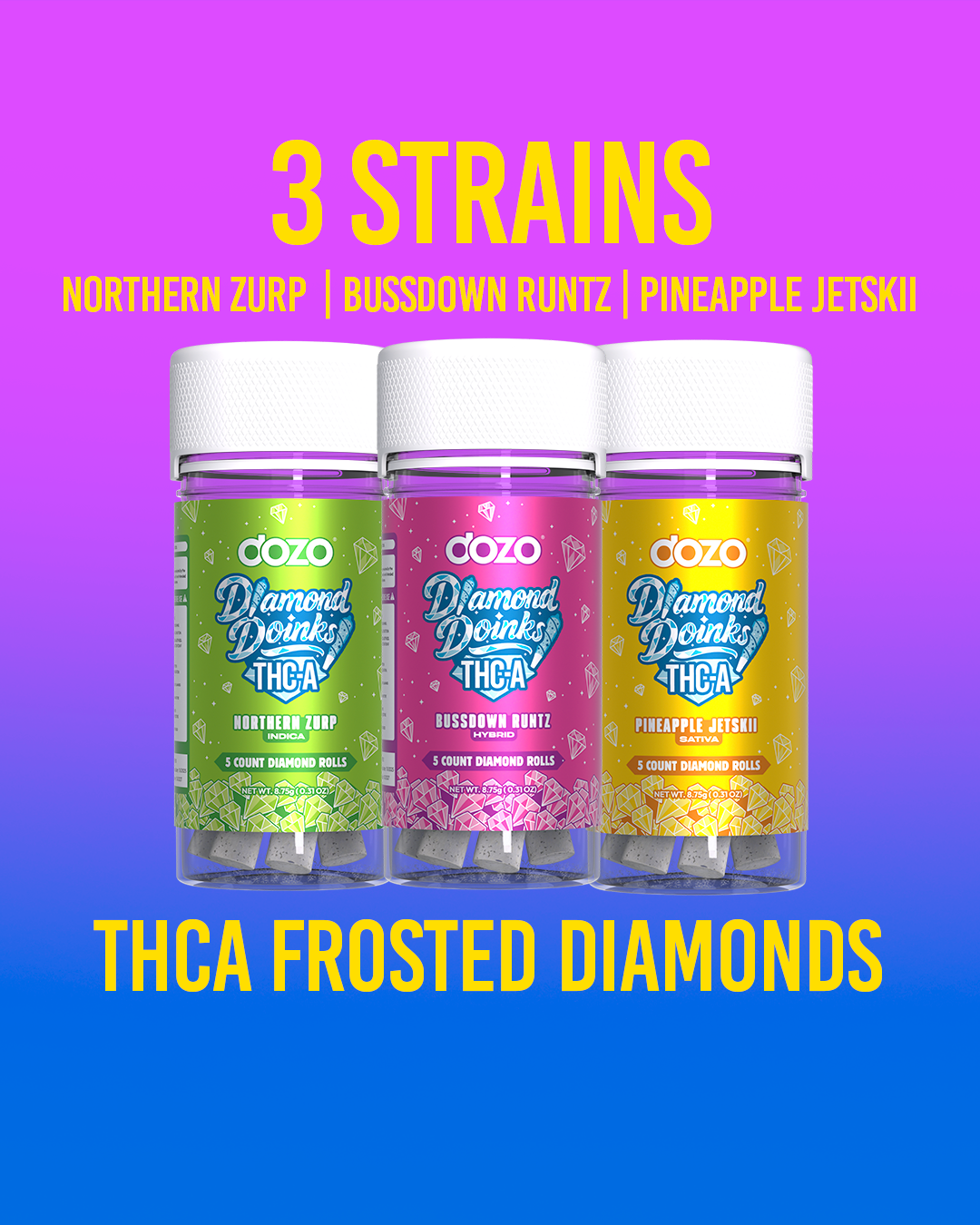 Dozo THC-A Doinks -  Diamond Rolls (5ct)
