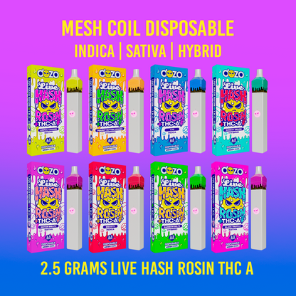 2.5g Dozo Live Hash Rosin THC-A Vape: Rainbow Belts (Hybrid)