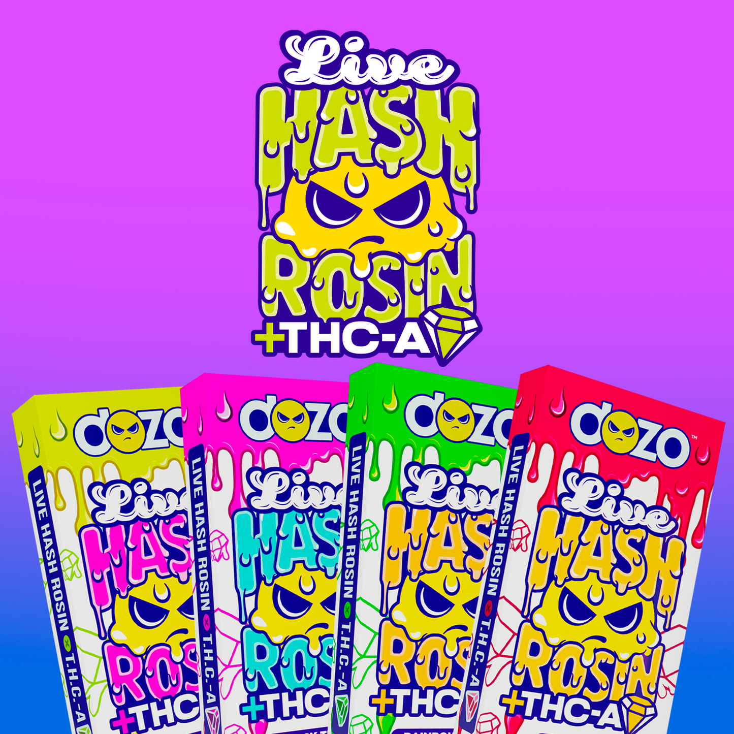 2.5g Dozo Live Hash Rosin THC-A Vape: Animal Cookies (Sativa)