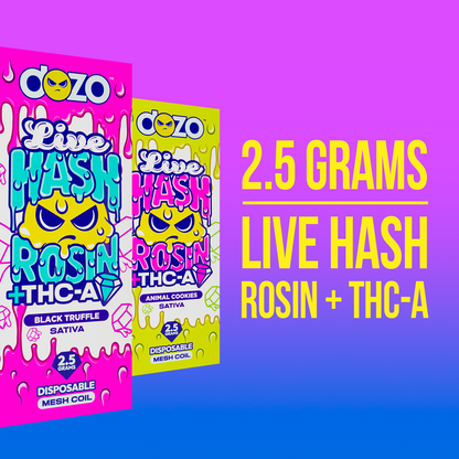 2.5g Dozo Live Hash Rosin THC-A Vape: Biscotti (Indica)