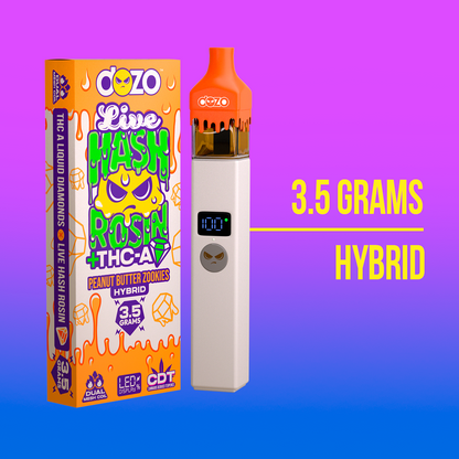 3.5g Dozo Live Hash Rosin THC-A Vape: Sunday Driver (Hybrid)