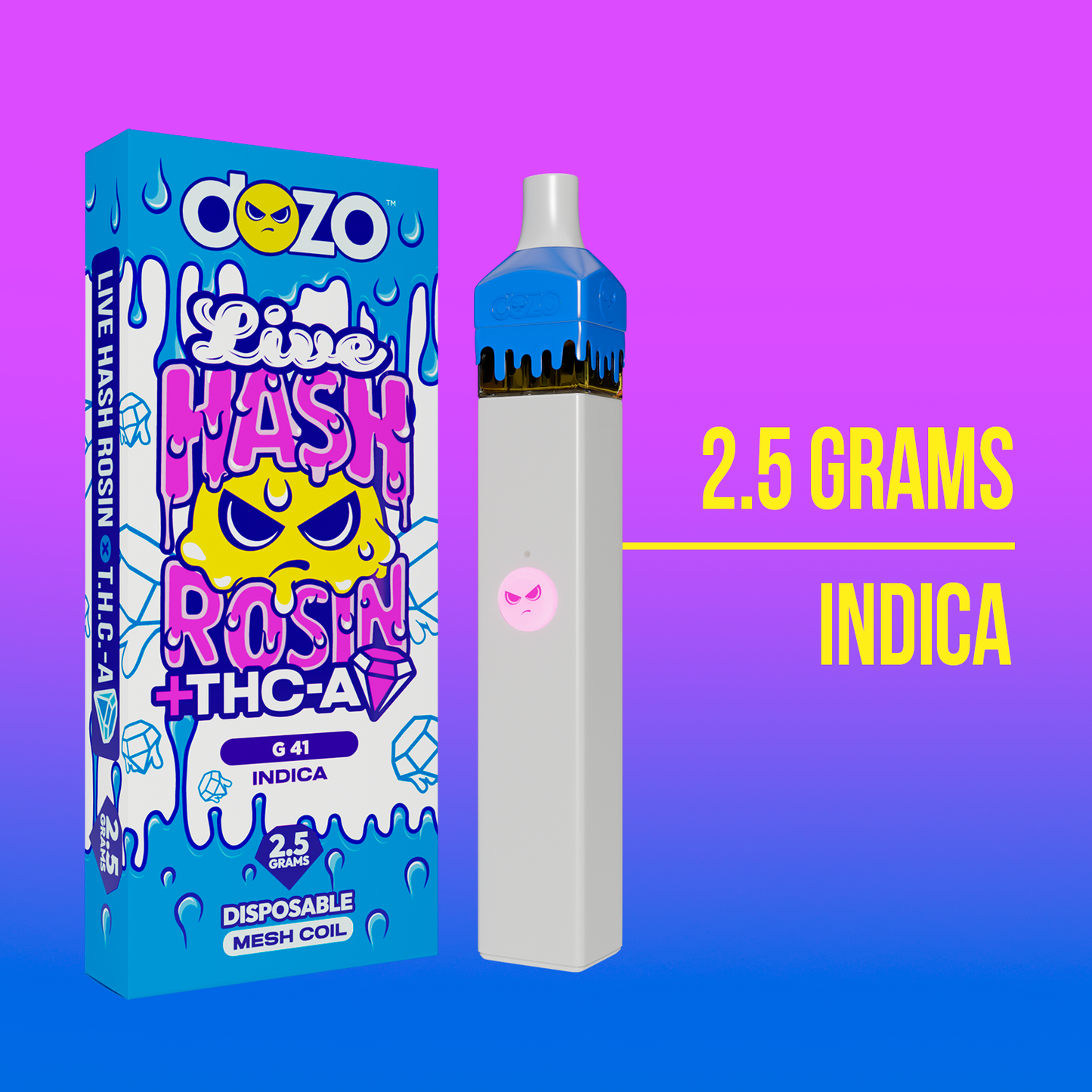 2.5g Dozo Live Hash Rosin THC-A Vape: Black Truffle (Sativa)