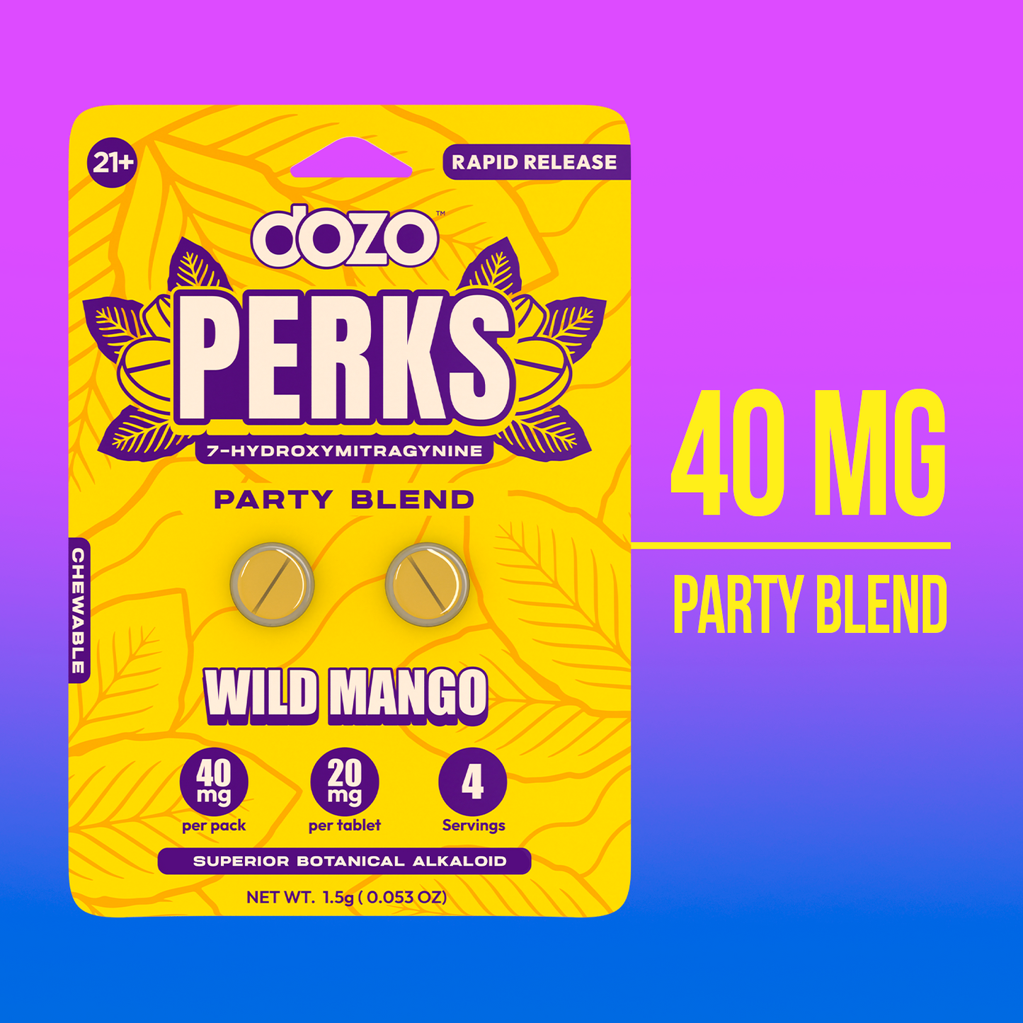 Dozo PERKS 7-HYDROXYMITRAGYNINE | WILD MANGO (Party Blend)