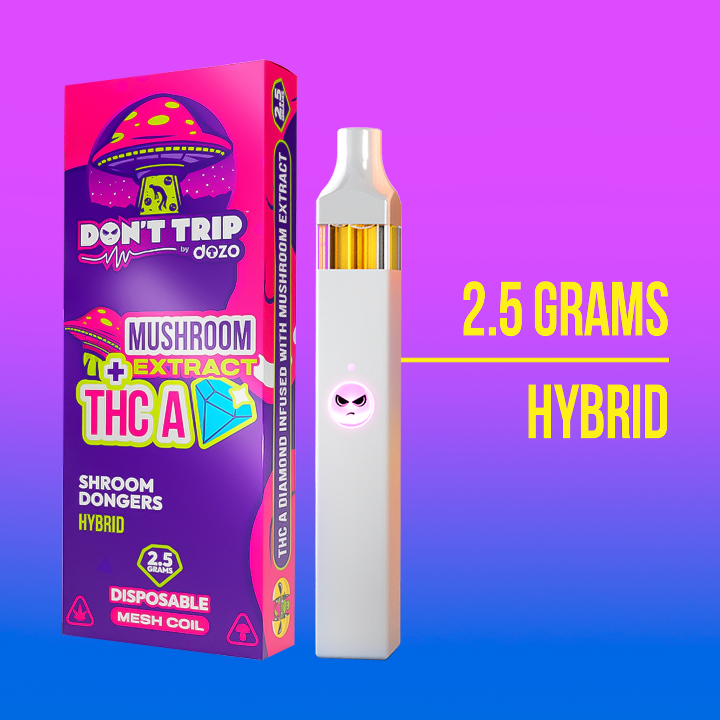 2.5g Don't Trip Mushroom Vape: Shroomhead Kush (Indica)