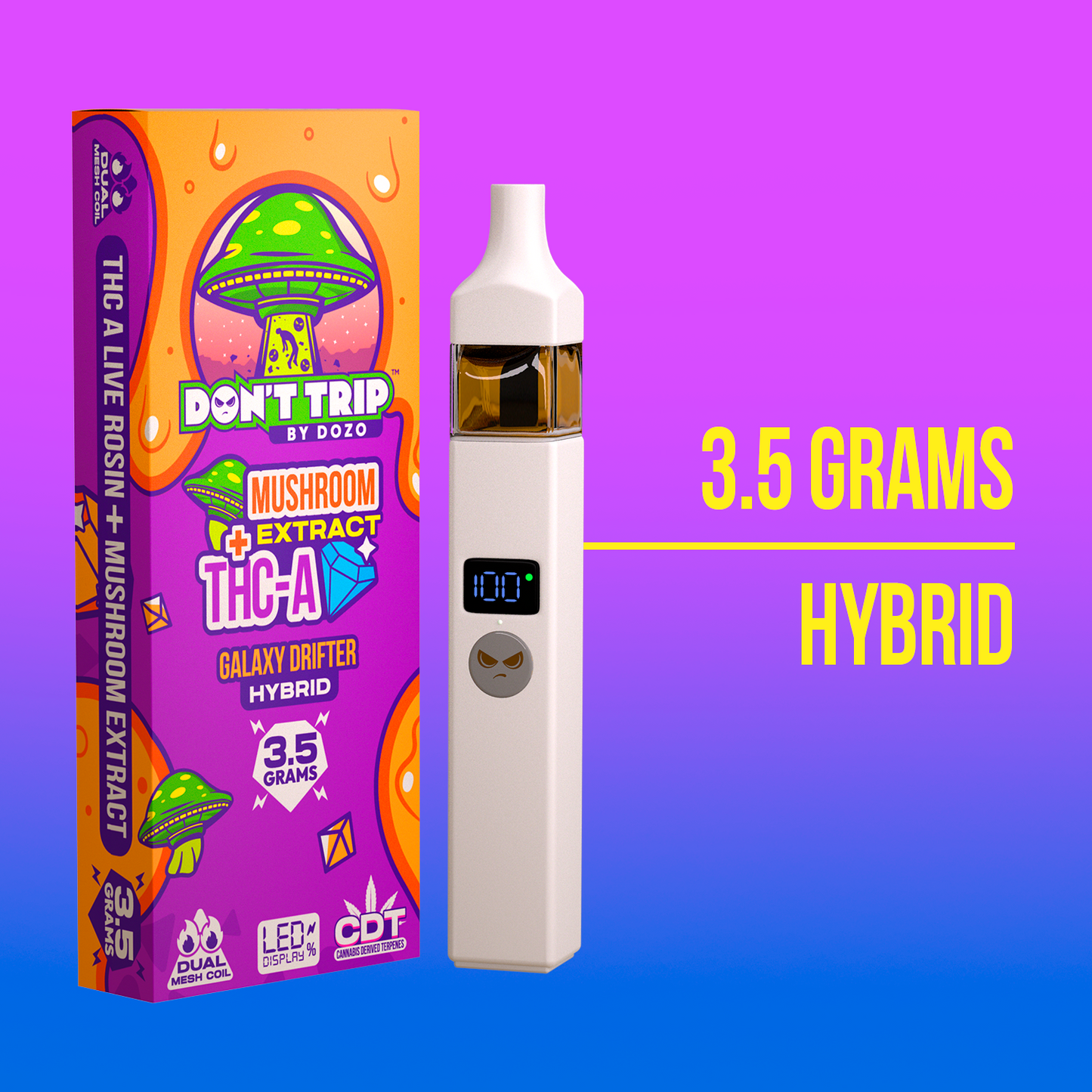 3.5g Dozo Don't Trip Mushroom Vape: Shroom Dongers (Hybrid)