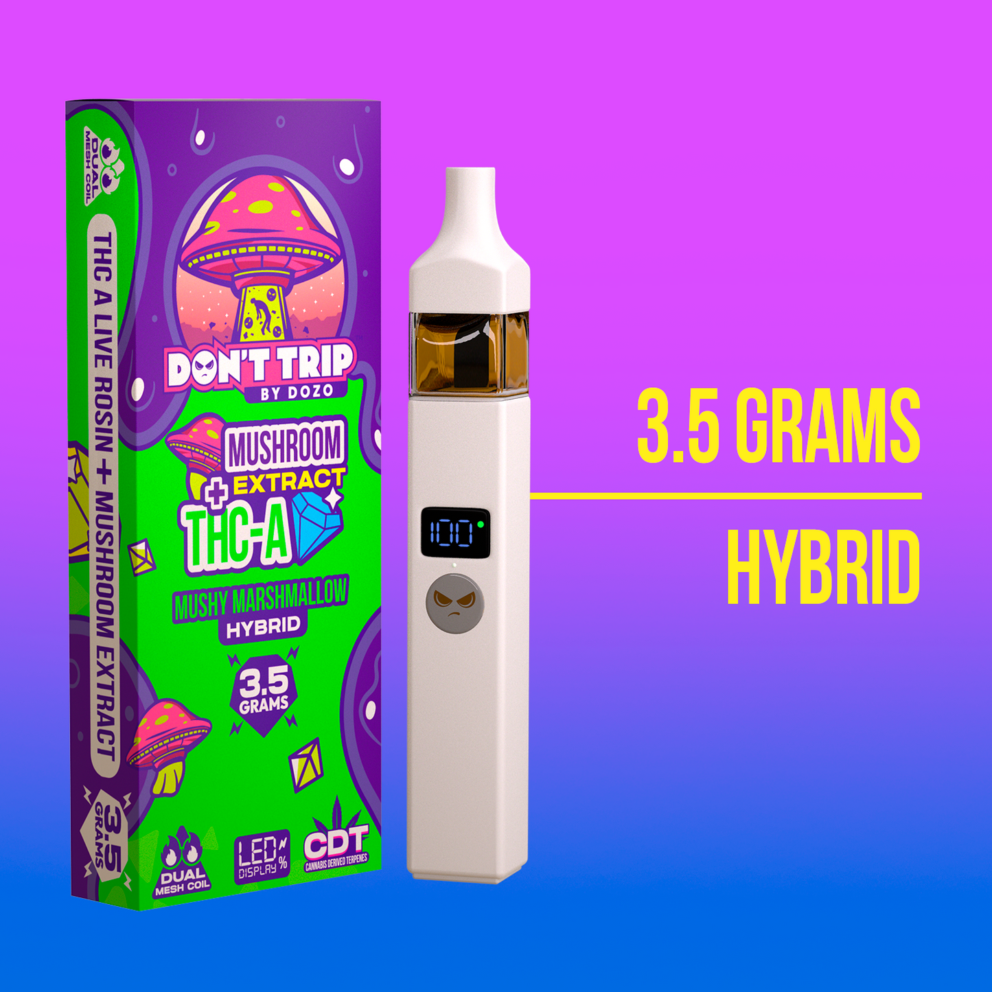 3.5g Dozo Don't Trip Mushroom Vape: Hubble Bubble (Hybrid)
