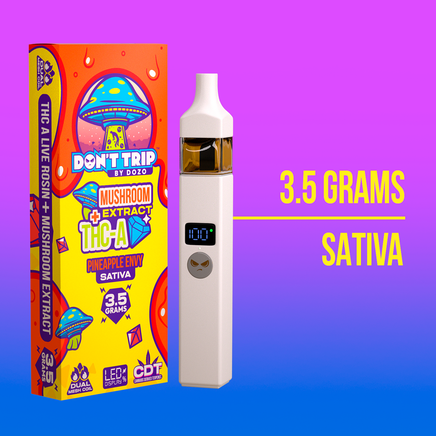 3.5g Dozo Don't Trip Mushroom Vape: Shroomhead Kush (Indica)