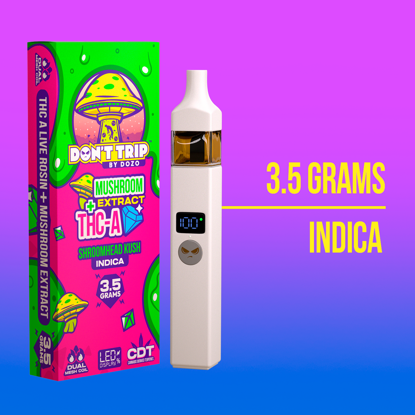 3.5g Dozo Don't Trip Mushroom Vape: Galaxy Drifter (Hybrid)