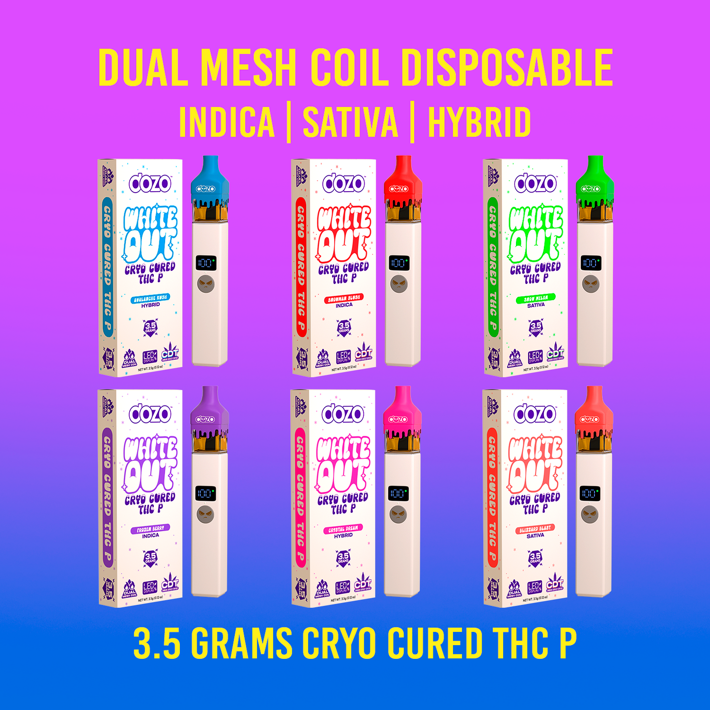 3.5g Dozo White-Out Disposable: Blizzart Blast (Sativa)