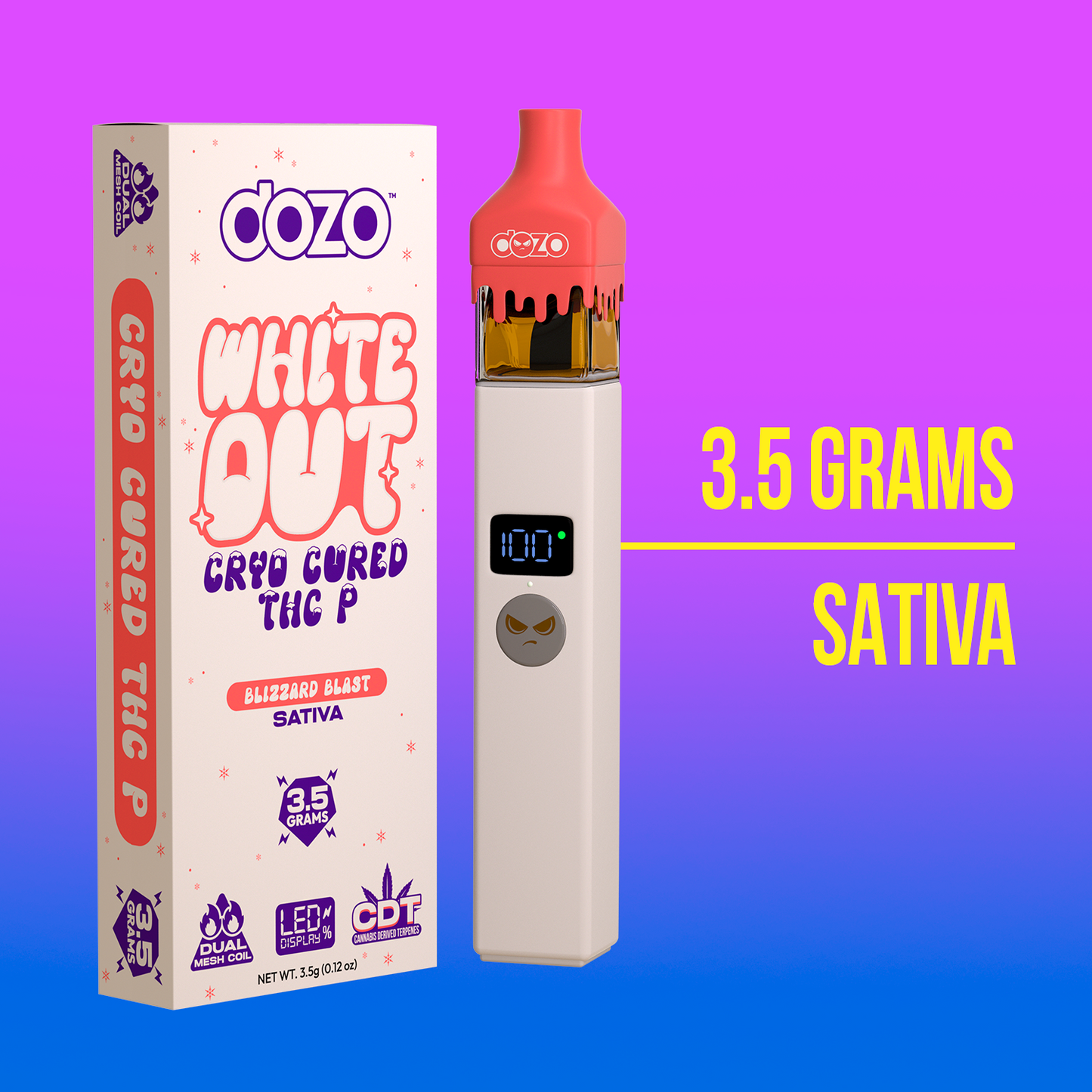 3.5g Dozo White-Out Disposable: Frozen Berry (Indica)