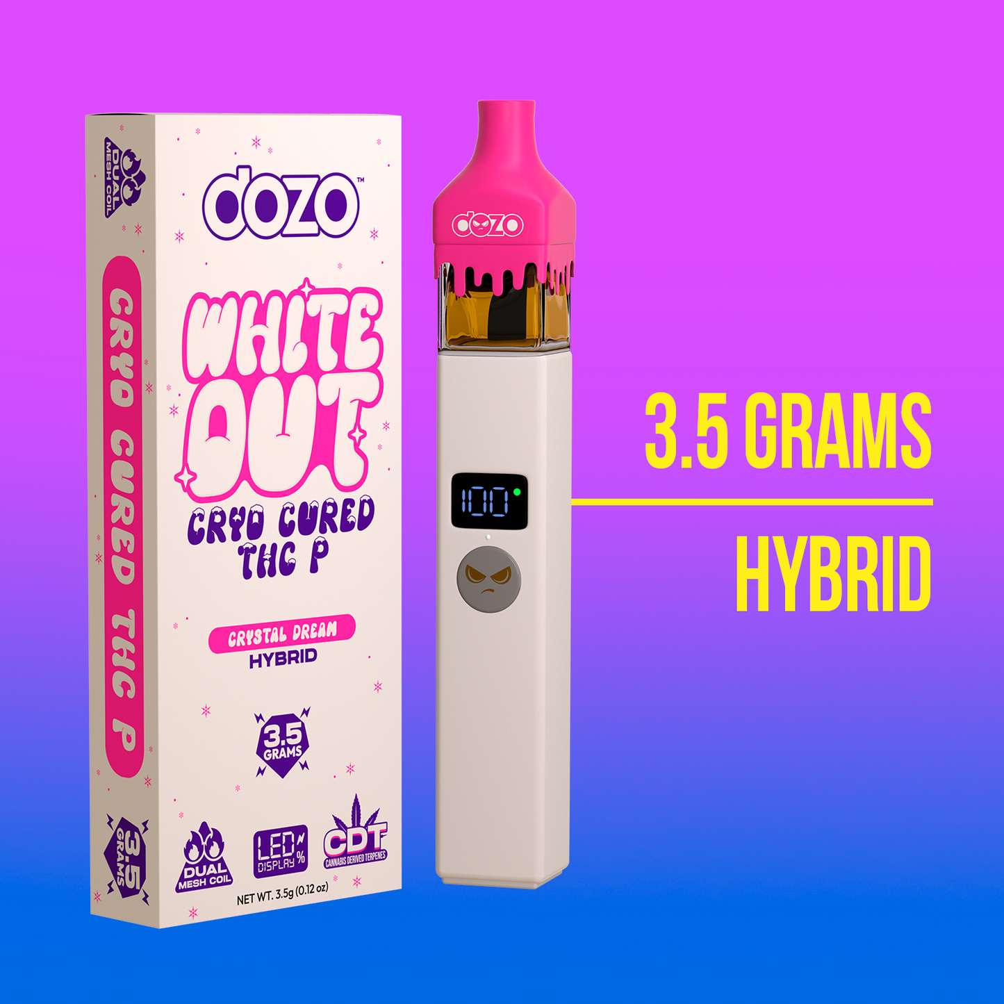 3.5g Dozo White-Out Disposable: Snow Melow (Sativa)